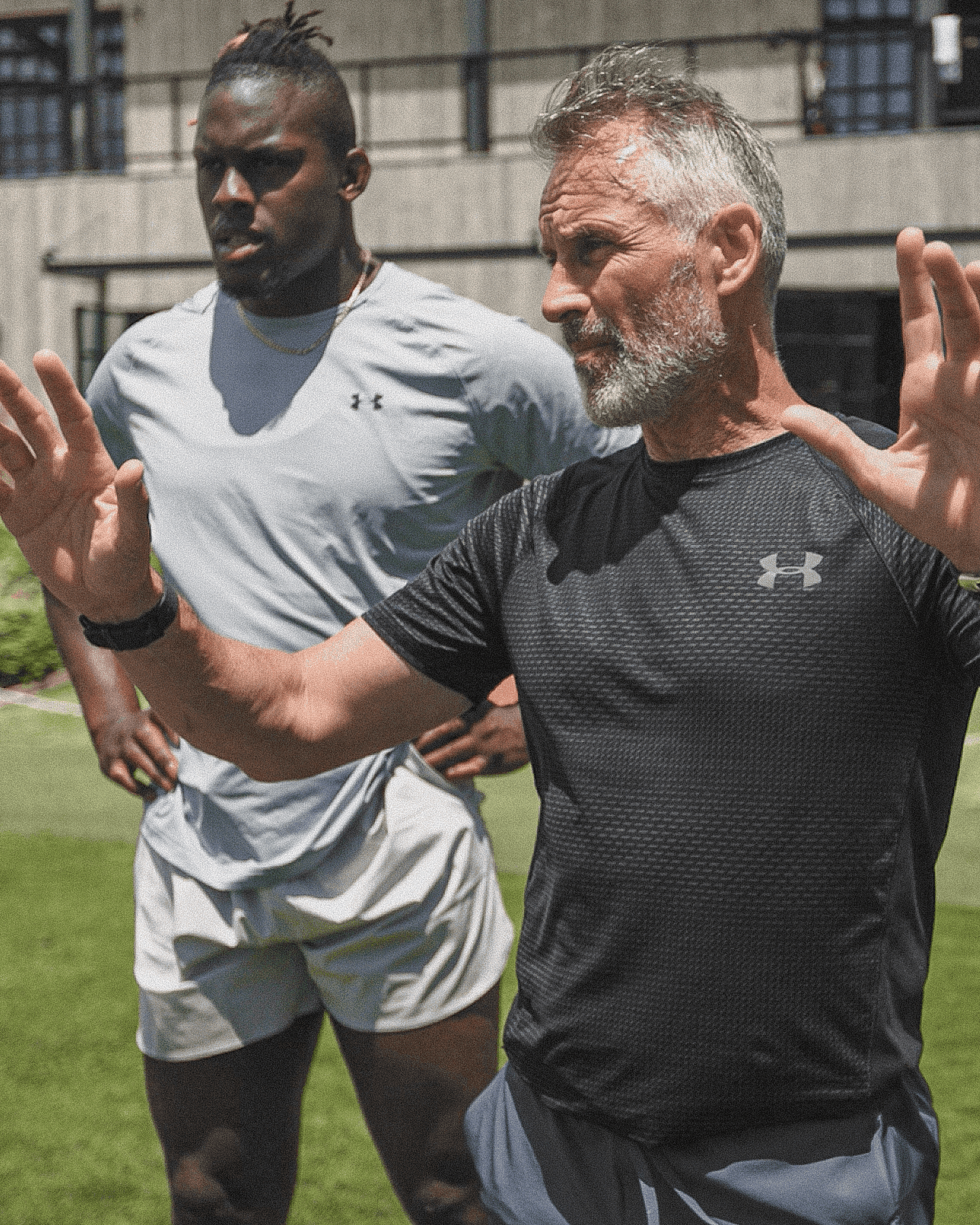 Two athletic men on a field