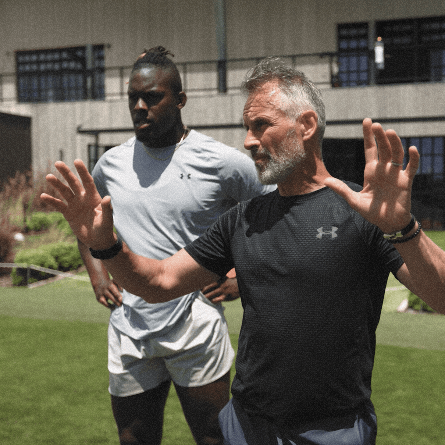 Two athletic men on a field