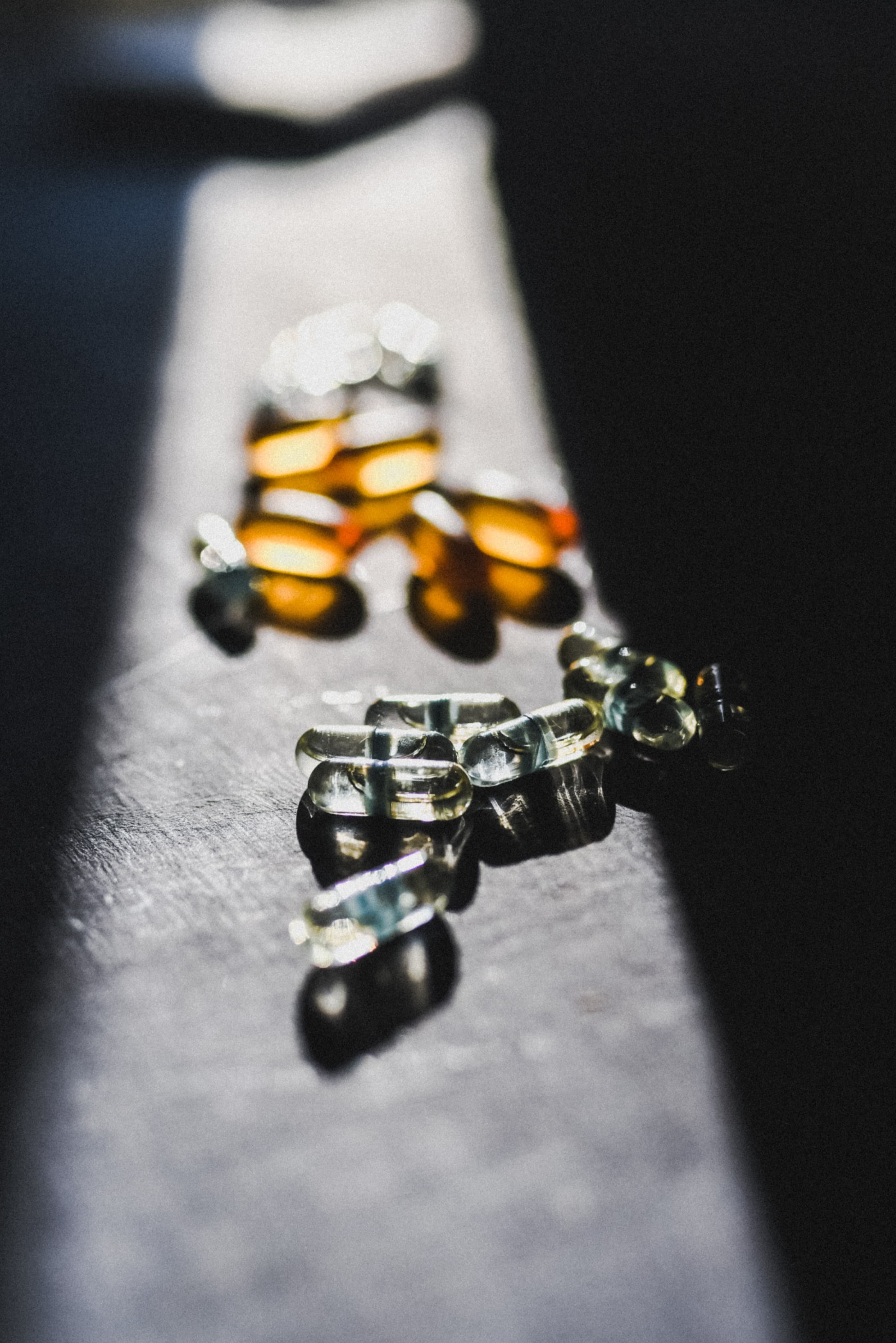 Capsules in dramatic light