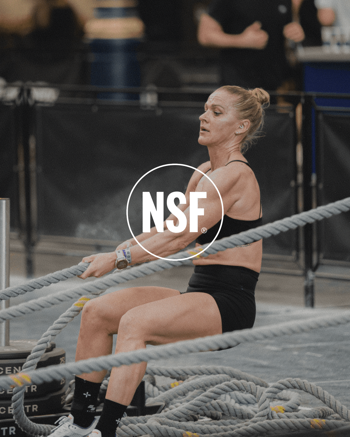 Woman pulling a rope for strength training